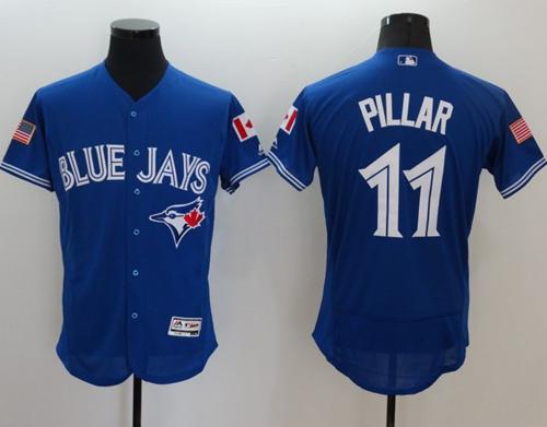 Blue Jays #11 Kevin Pillar Blue Fashion Stars & Stripes Flexbase Authentic Stitched MLB Jersey - Click Image to Close